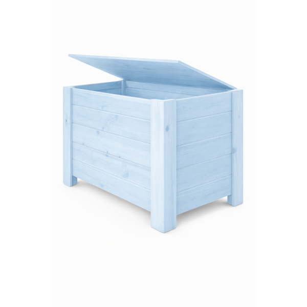 Kufer drewniany 77x40x50 cm niebieski – skrzynia do przechowywania