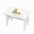 Stołek drewniany dla dziecka z imieniem personalizowany nadruk UV - biały