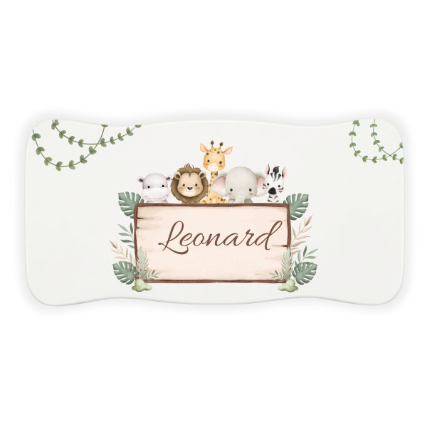 Stołek drewniany dla dziecka z imieniem personalizowany nadruk UV - biały