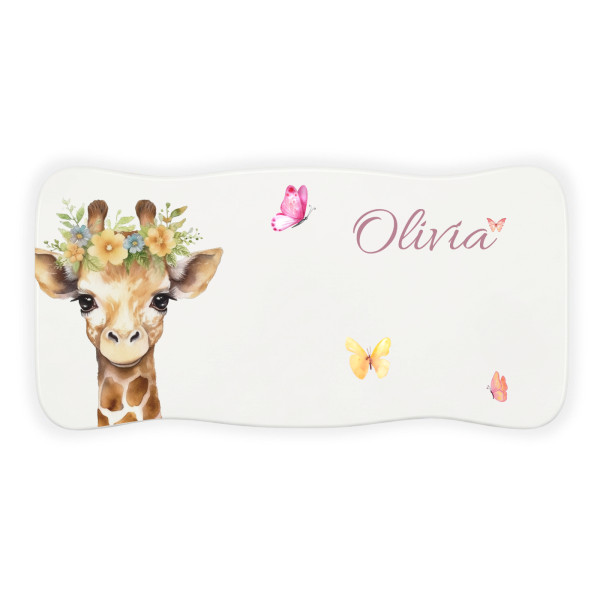 Stołek drewniany dla dziecka z imieniem personalizowany nadruk UV - biały