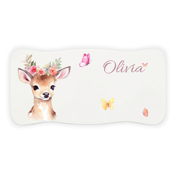 Stołek drewniany dla dziecka z imieniem personalizowany nadruk UV - biały