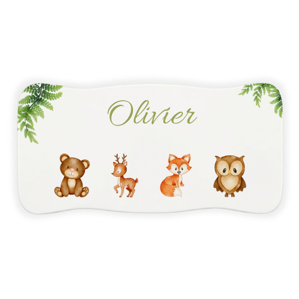 Stołek drewniany dla dziecka z imieniem personalizowany nadruk UV - biały