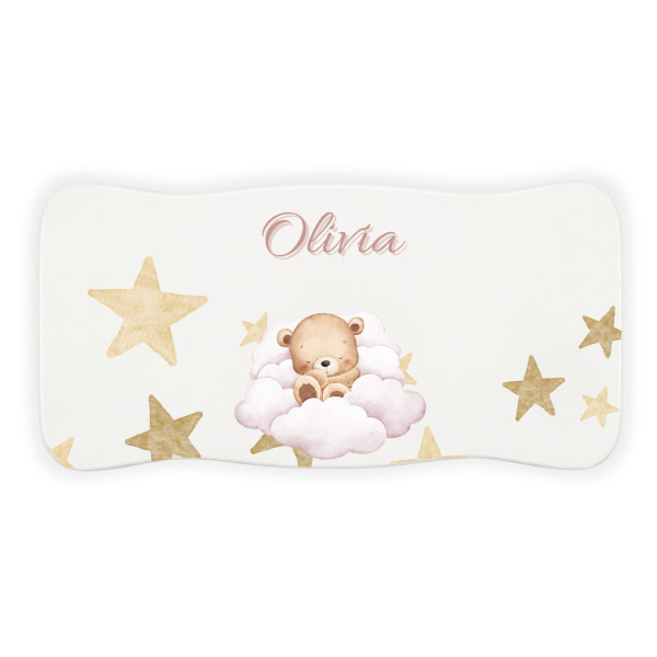 Stołek drewniany dla dziecka z imieniem personalizowany nadruk UV - biały