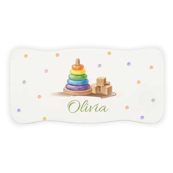 Stołek drewniany dla dziecka z imieniem personalizowany nadruk UV - biały