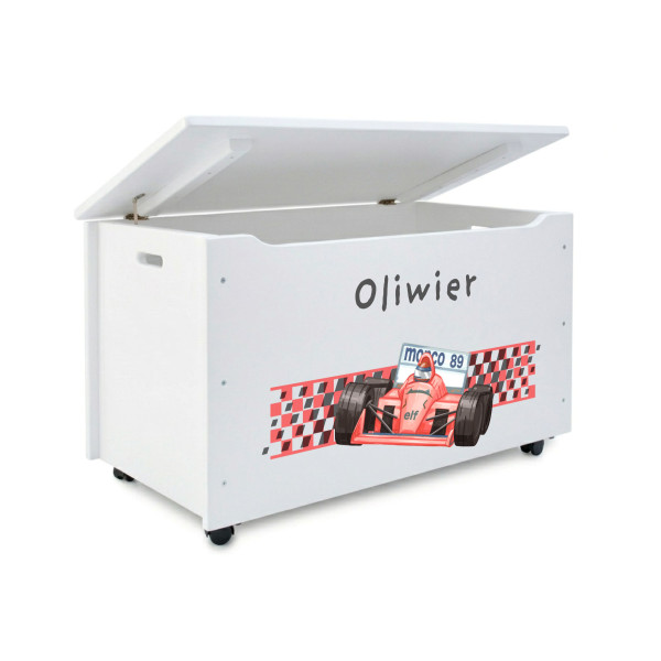 Kufer drewniany personalizowany nadruk UV dla dziecka 90x48x51 - biały