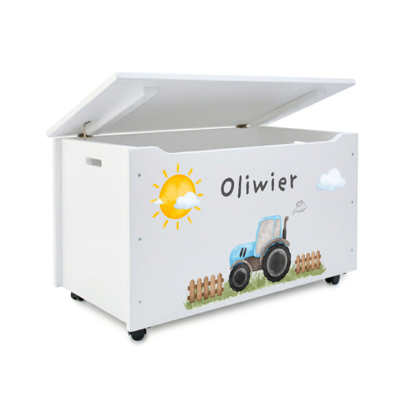 Kufer drewniany personalizowany nadruk UV dla dziecka 90x48x51 - biały