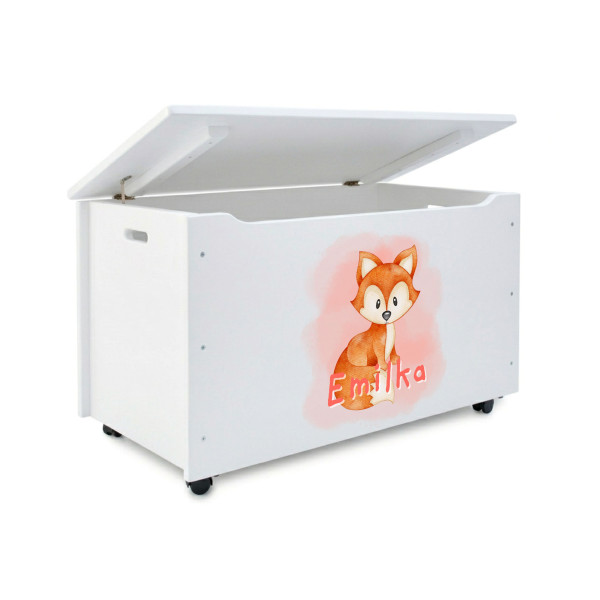 Kufer drewniany personalizowany nadruk UV dla dziecka 90x48x51 - biały