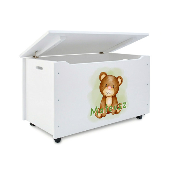 Kufer drewniany personalizowany nadruk UV dla dziecka 90x48x51 - biały