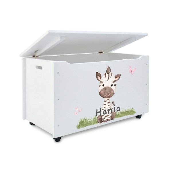 Kufer drewniany personalizowany nadruk UV dla dziecka 90x48x51 - biały