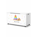Kufer drewniany personalizowany nadruk UV dla dziecka 90x48x51 - biały