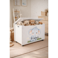 Kufer drewniany personalizowany nadruk UV dla dziecka 90x48x51 - biały