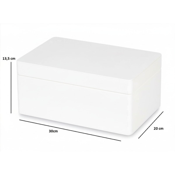 Personalizowane białe pudełko wspomnień dla dziecka 30x20x13,5 cm bez uchwytów– nadruk UV