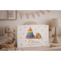 Personalizowane białe pudełko wspomnień dla dziecka 40x30x13,5 cm – nadruk UV