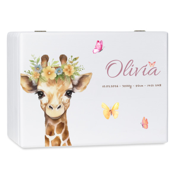 Personalizowane białe pudełko wspomnień dla dziecka 40x30x13,5 cm – nadruk UV