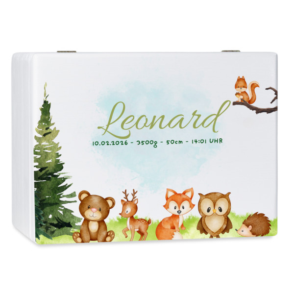 Personalizowane białe pudełko wspomnień dla dziecka 40x30x13,5 cm – nadruk UV