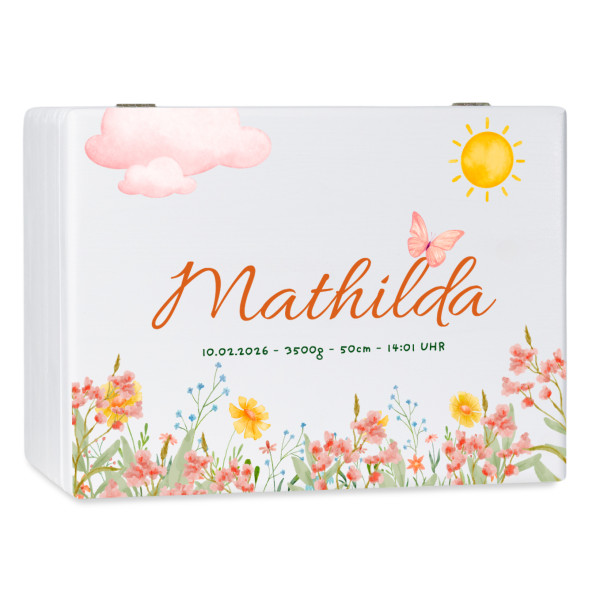 Personalizowane białe pudełko wspomnień dla dziecka 40x30x13,5 cm – nadruk UV