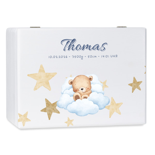 Personalizowane białe pudełko wspomnień dla dziecka 40x30x13,5 cm – nadruk UV