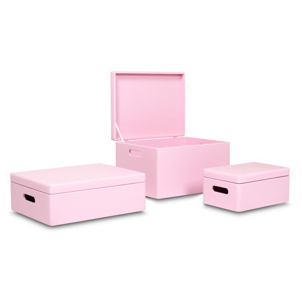 Skrzynka drewniana z deklem 30x20x13,5 cm Light pink
