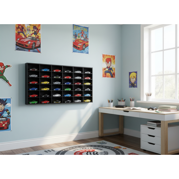 Półka drewniana czarna 80x6x42 cm