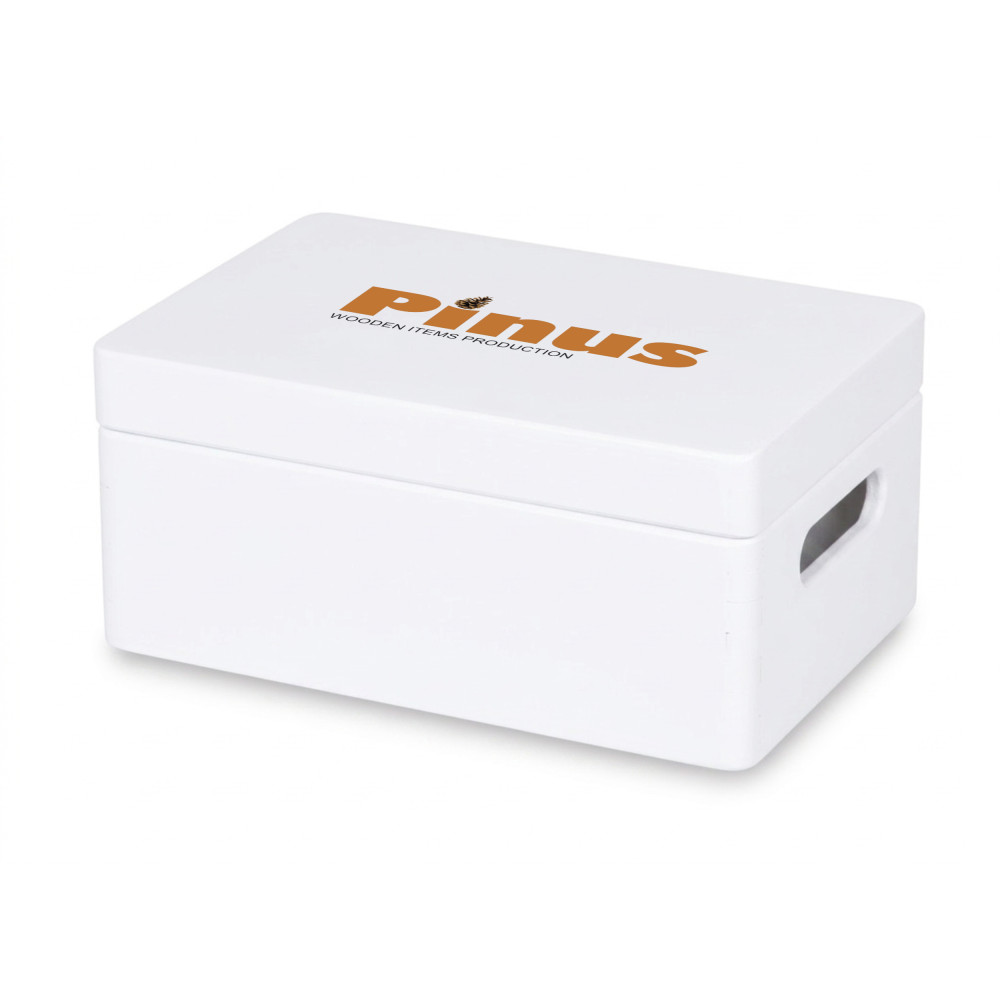Personalizowana skrzynka drewniana 30x20x13,5 cm nadruk UV biała