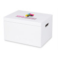 Personalizowana skrzynka drewniana 40x30x23 cm nadruk UV biała
