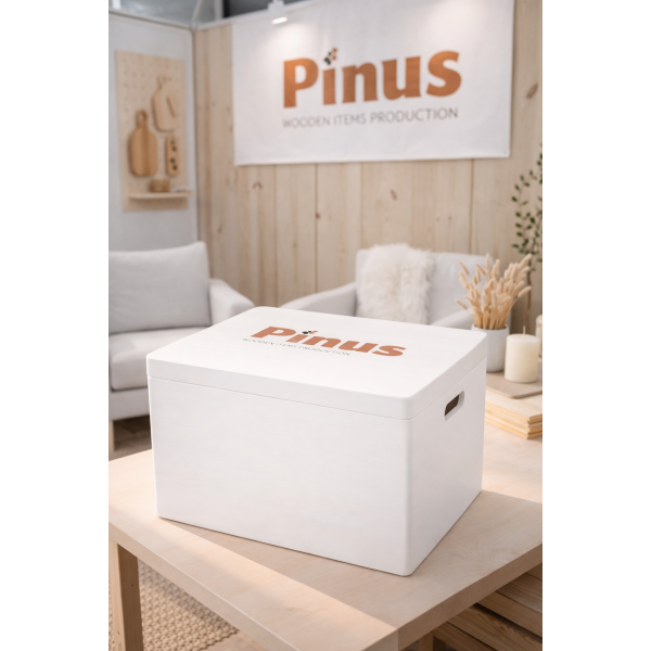 Personalizowana skrzynka drewniana 40x30x23 cm nadruk UV biała