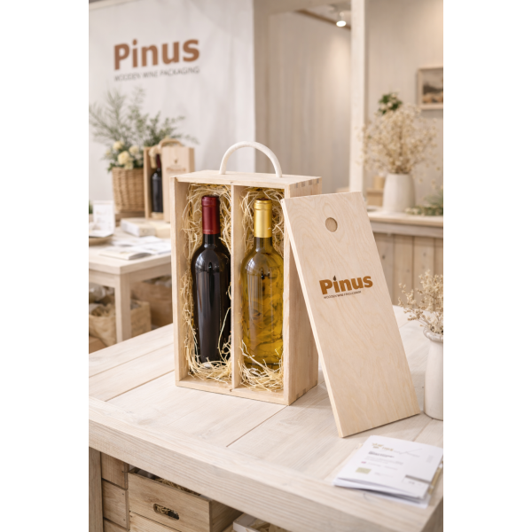 Personalizowana skrzynka drewniana na wino z nadrukiem UV 10x11x35 cm