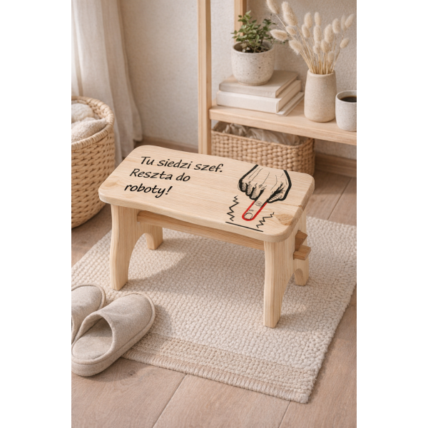 Stołek drewniany z nadrukiem UV