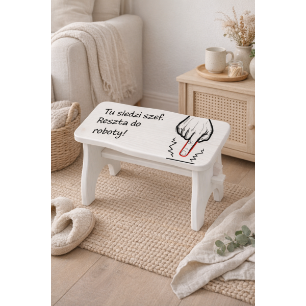 Stołek drewniany z nadrukiem UV