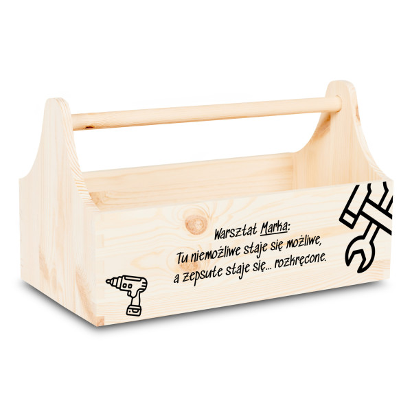 Drewniane nosidełko na narzędzia 34x18x20,5 cm – narzędziownik