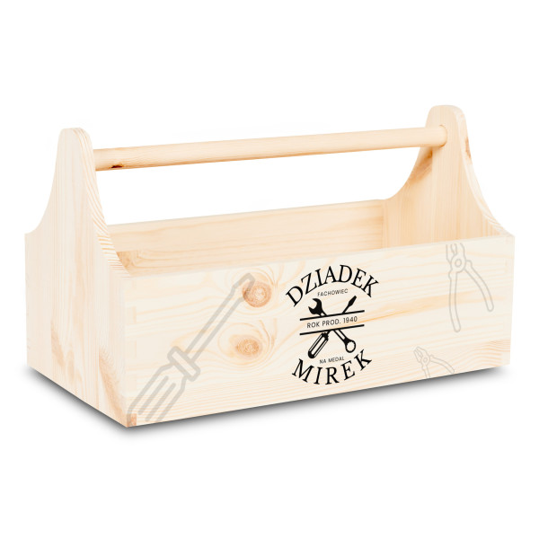 Drewniane nosidełko na narzędzia 34x18x20,5 cm – narzędziownik