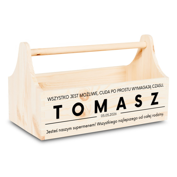 Drewniane nosidełko na narzędzia 34x18x20,5 cm – narzędziownik