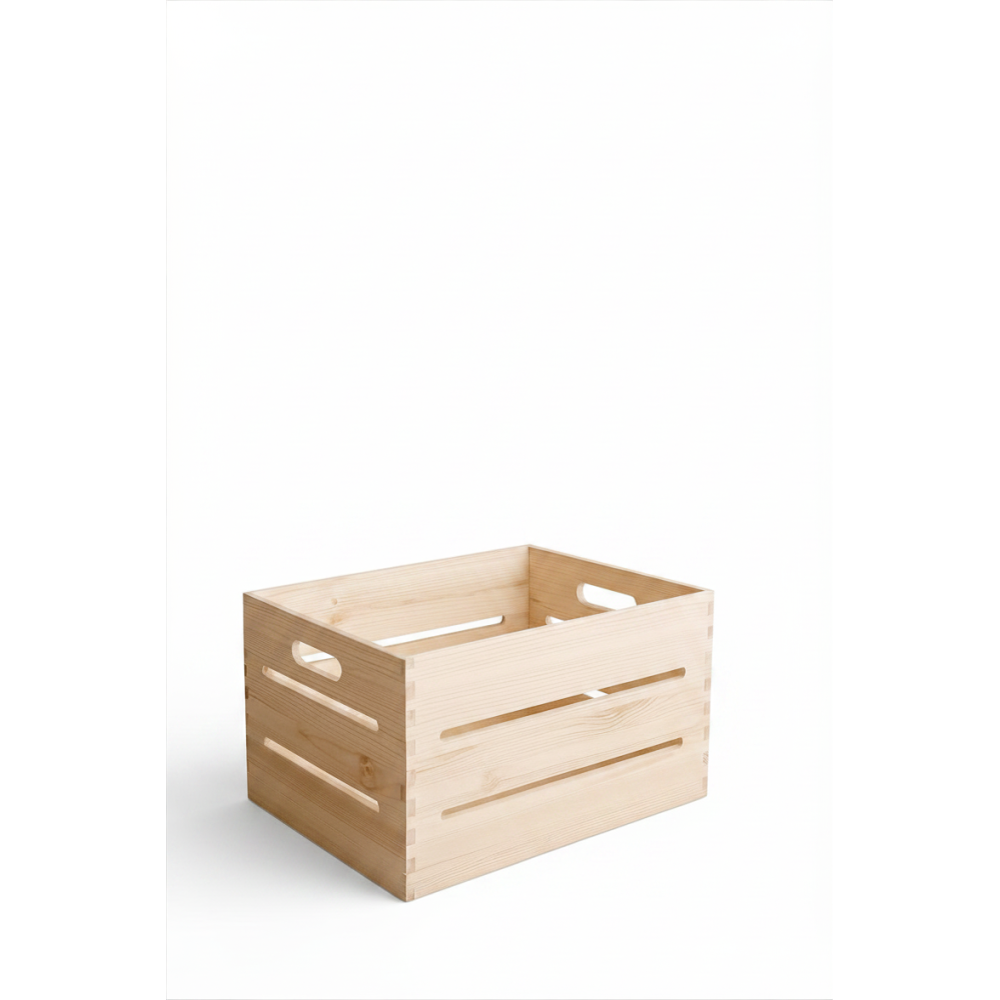 Skrzynka drewniana otwarta 40x30x23 cm naturalna – dekoracyjna skrzynka do przechowywania