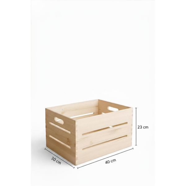 Skrzynka drewniana otwarta 40x30x23 cm naturalna – dekoracyjna skrzynka do przechowywania