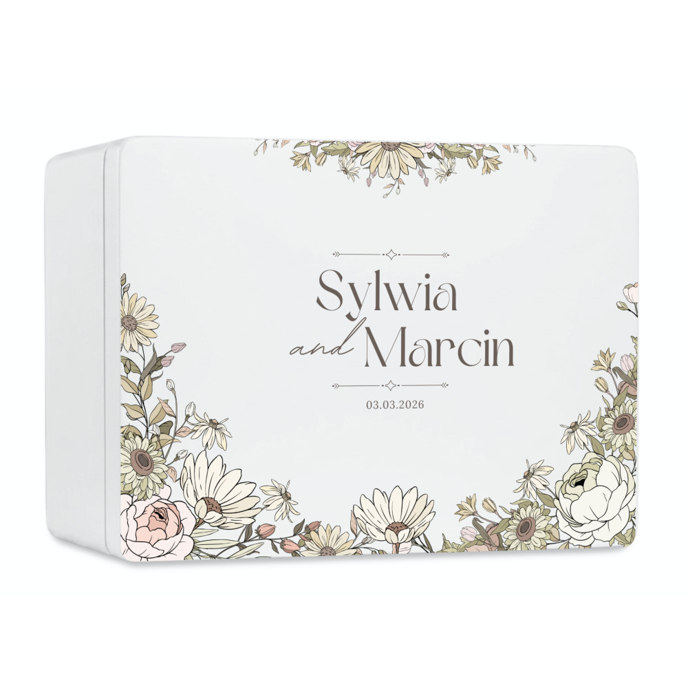 Skrzynka ślubna personalizowana pudełko na koperty imiona data elegancka skrzynia na pamiątki 30x20x13,5