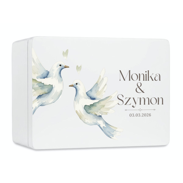 Skrzynka ślubna personalizowana pudełko na koperty imiona data elegancka skrzynia na pamiątki 30x20x13,5