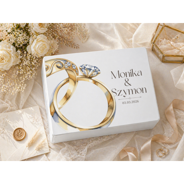 Skrzynka ślubna personalizowana pudełko na koperty imiona data elegancka skrzynia na pamiątki 40x30x13,5