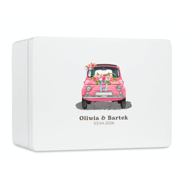 Skrzynka ślubna personalizowana pudełko na koperty imiona data elegancka skrzynia na pamiątki 40x30x13,5