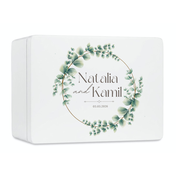 Skrzynka ślubna personalizowana pudełko na koperty imiona data elegancka skrzynia na pamiątki 40x30x13,5