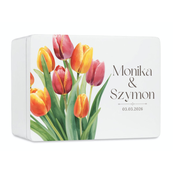 Skrzynka ślubna personalizowana pudełko na koperty imiona data elegancka skrzynia na pamiątki 40x30x13,5