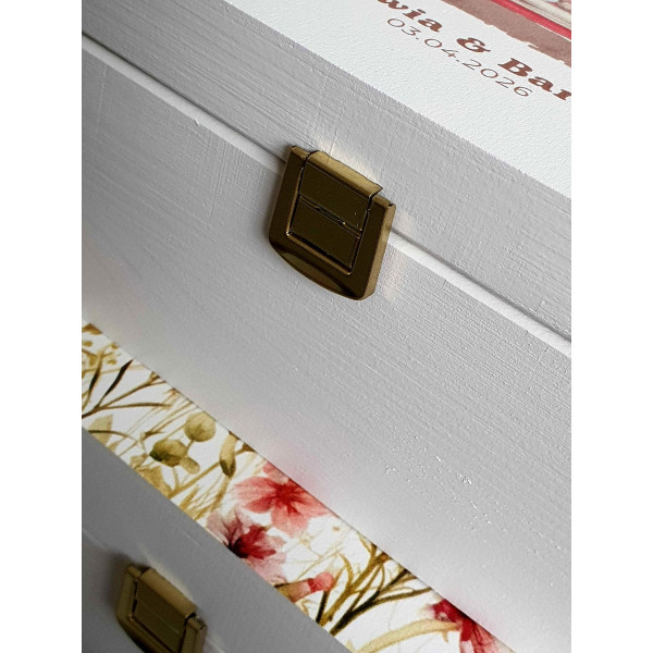 Skrzynka ślubna personalizowana pudełko na koperty imiona data elegancka skrzynia na pamiątki 40x30x23,5