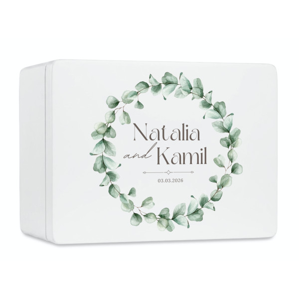 Skrzynka ślubna personalizowana pudełko na koperty imiona data elegancka skrzynia na pamiątki 40x30x23,5