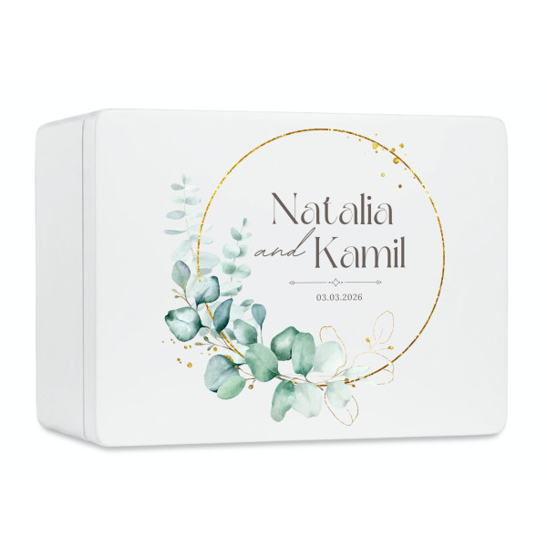 Skrzynka ślubna personalizowana pudełko na koperty imiona data elegancka skrzynia na pamiątki 40x30x23,5