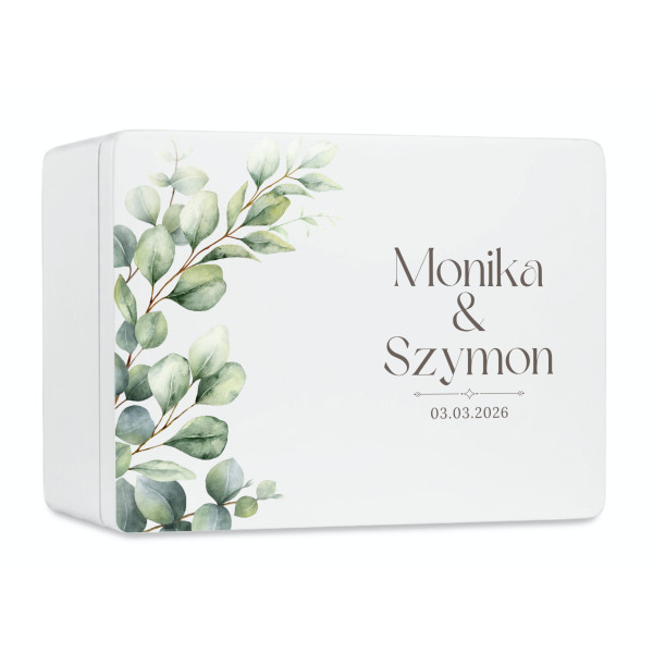 Skrzynka ślubna personalizowana pudełko na koperty imiona data elegancka skrzynia na pamiątki 40x30x23,5