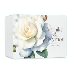 Skrzynka ślubna personalizowana pudełko na koperty imiona data elegancka skrzynia na pamiątki 40x30x23,5