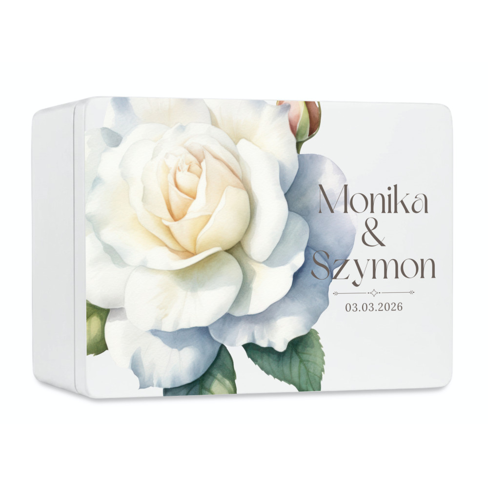 Skrzynka ślubna personalizowana pudełko na koperty imiona data elegancka skrzynia na pamiątki 40x30x23,5