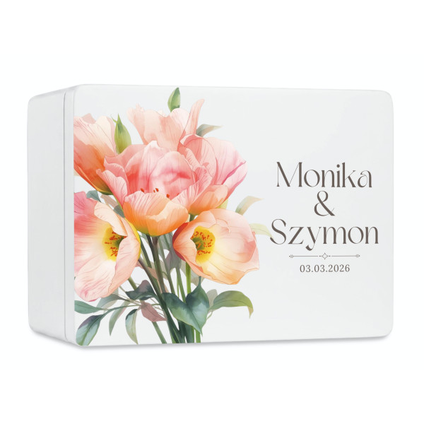 Skrzynka ślubna personalizowana pudełko na koperty imiona data elegancka skrzynia na pamiątki 40x30x23,5