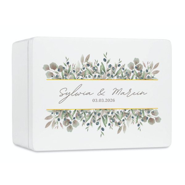 Skrzynka ślubna personalizowana pudełko na koperty imiona data elegancka skrzynia na pamiątki 20x15x10 cm