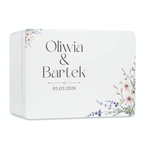 Skrzynka ślubna personalizowana pudełko na koperty imiona data elegancka skrzynia na pamiątki 20x15x10 cm