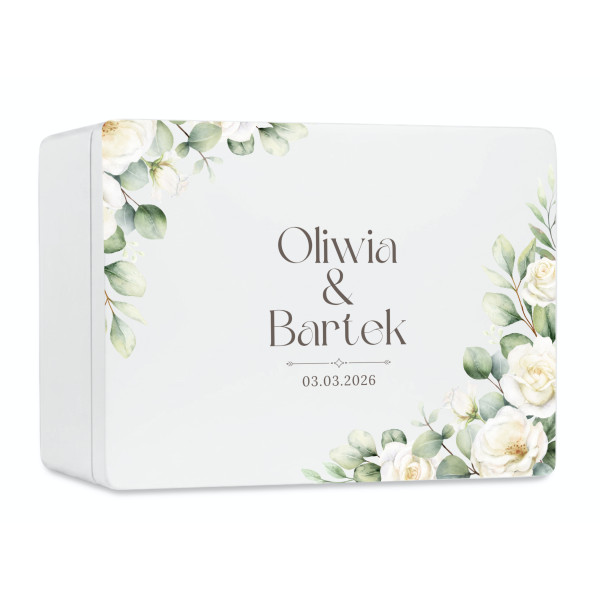 Skrzynka ślubna personalizowana pudełko na koperty imiona data elegancka skrzynia na pamiątki 20x15x10 cm